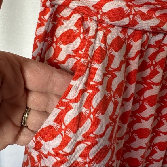 Boden Margot Jersey Dress Coral Sea Bird Dove Print Women’s Size 4 Career Preppy - Picture 7 of 12